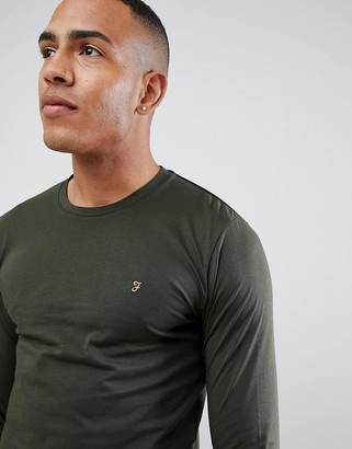 Farah Farris slim fit long sleeve t-shirt with stretch in green Exclusive at ASOS
