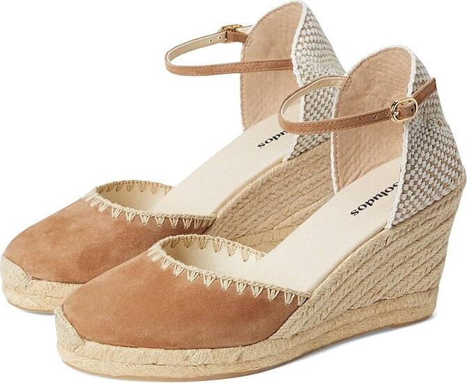 Soludos Marseille Wedge Espadrille Women's Sandals Miel Brown : 7.5 B - Medium, Suede