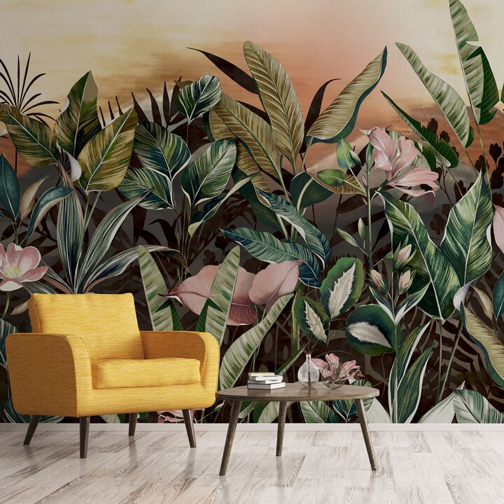 Dunelm Vintage Jungle Mural Grey/Green/Yellow ShopStyle Decor