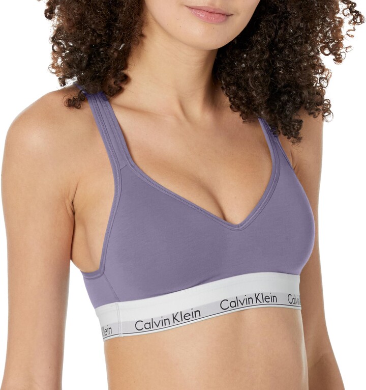 Calvin Klein Womens Pure Ribbed Unlined Bralette Large Lilac Rain