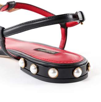 Dolce & Gabbana Embellished Logo Flat Sandals