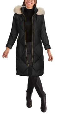 Cole Haan Faux-Fur-Trim Hooded Down Puffer Coat