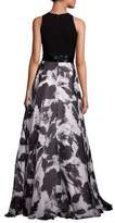 Thumbnail for your product : Carmen Marc Valvo Beaded Belt Floral Silk-Blend Gown