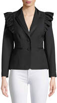 Thumbnail for your product : Rebecca Taylor Ruffled Stretch-Wool Jacket