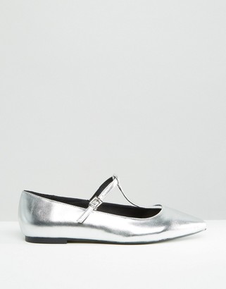 ASOS LONG LIFE Wide Fit Pointed Ballet Flats