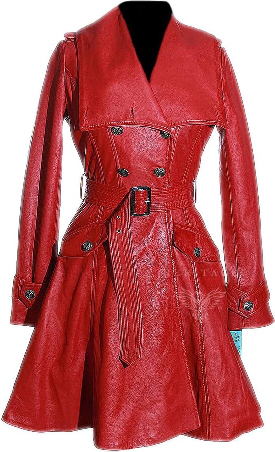 H.E Caroline Purple Ladies Women's Military Style Double Breasted Knee