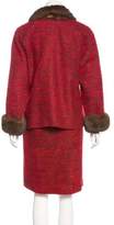 Thumbnail for your product : Giuliana Teso Sable Fur-Trimmed Tweed Skirt Suit