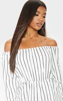 Thumbnail for your product : PrettyLittleThing Kennie White Stripe Playsuit