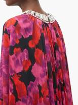 Thumbnail for your product : Richard Quinn Crystal Embellished Floral Print Cape Dress - Womens - Pink Multi