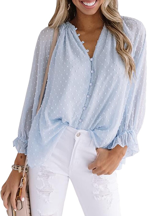 Sky Blue Chiffon Blouse | Shop the world's largest collection of 
