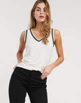 Thumbnail for your product : Morgan pleated top with contrast trims in cream