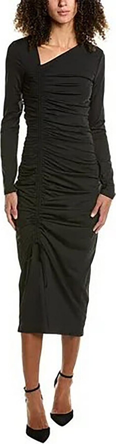 Womens Slit Shirred Midi Dress