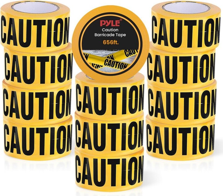 12 Pieces 200 Meters Long Tape Roll Suitable for Wide Range of Applications Safety Caution Tape Set (Black and Yellow)
