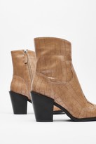 Thumbnail for your product : Nasty Gal Womens Skip to the West Part Faux Leather Croc Boots - Beige - 6