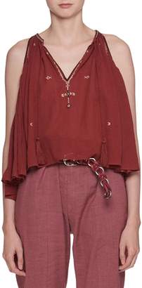 Etoile Isabel Marant Mysen Sleeveless Cotton Blouse with Embroidery Trim