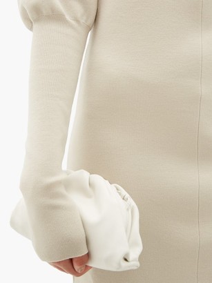 Bottega Veneta High-neck Gigot-sleeve Wool-blend Dress - Cream