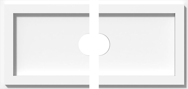 Overstock Rectangle Architectural Grade PVC Contemporary Ceiling Medallion 16"W x 8"H x 2"ID x 5 1/2"C - Two Piece