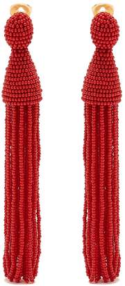 Oscar de la Renta Bead-embellished tassel-drop clip-on earrings