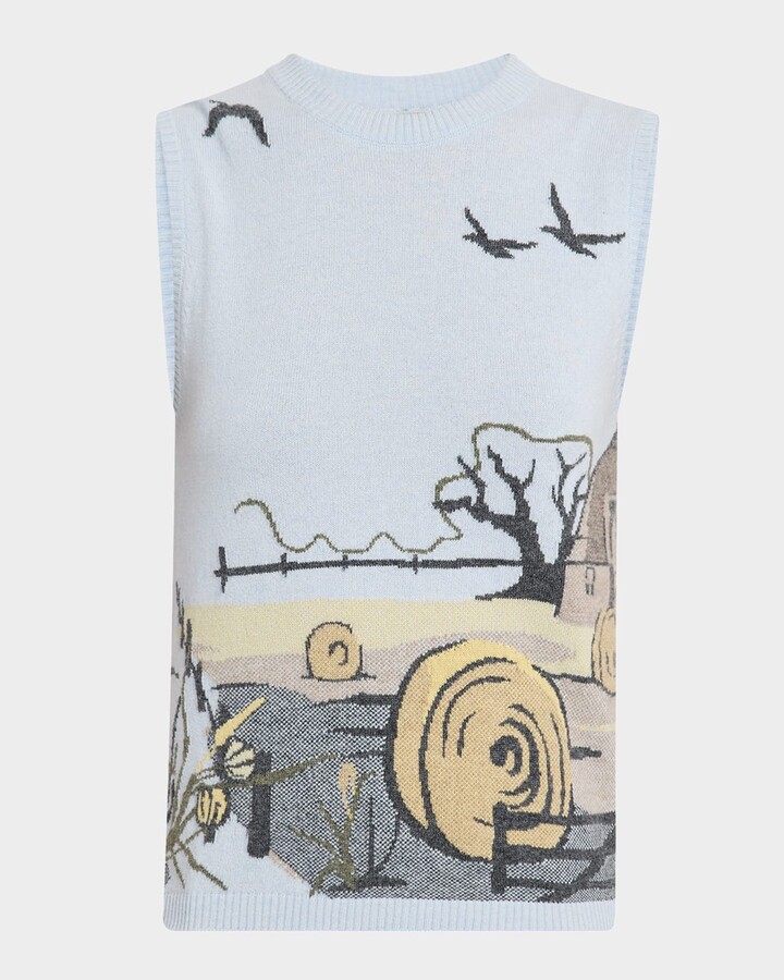 Thom Browne Seasonal Scenic Cashmere Jersey Shell Top