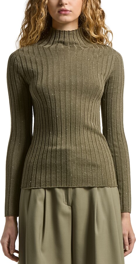 Peserico Mock Neck Rib Knitted Sweater