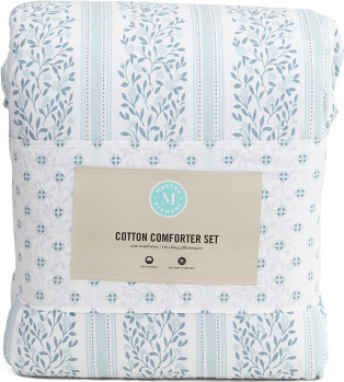 TJMAXX Percale Floral Stripe Comforter Set, Cotton/Polyester