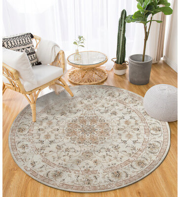 Canora Grey Non-Slip Round Machine Washable Rug - Versatile Low-Pile Carpet For Living Room Bedroom Dining Area
