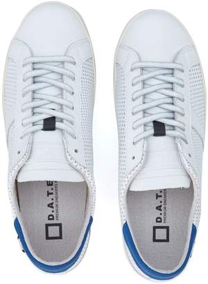 D.A.T.E Hill Low Pop White Pierced Leather Sneaker