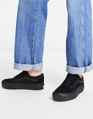 platform black old skool vans