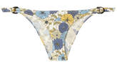 Thumbnail for your product : Lisa Marie Fernandez Magdalena Floral-print Stretch-denim Bikini Briefs - Blue