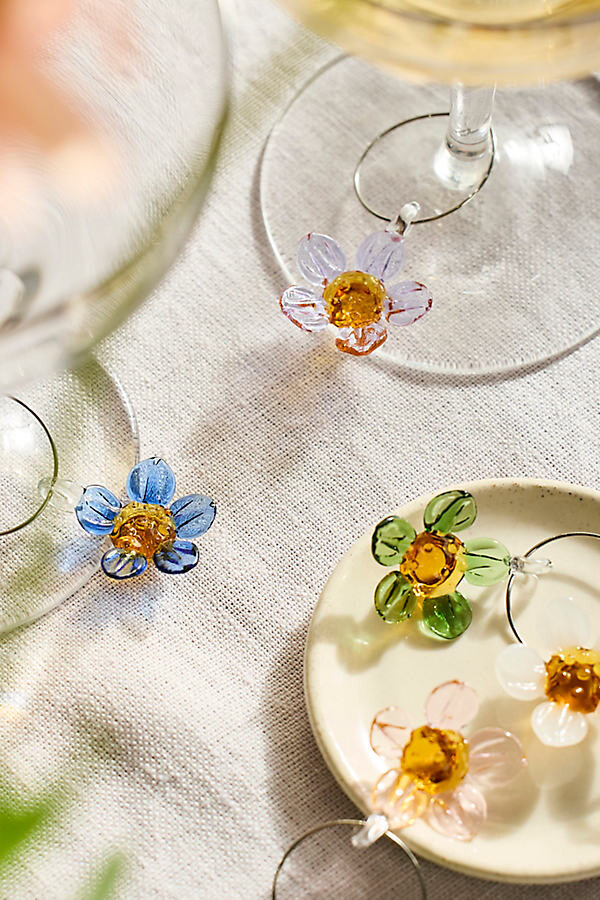 Floral Glass Wine Charms