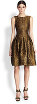 Thumbnail for your product : Oscar de la Renta Pleated Lame Jacquard Dress