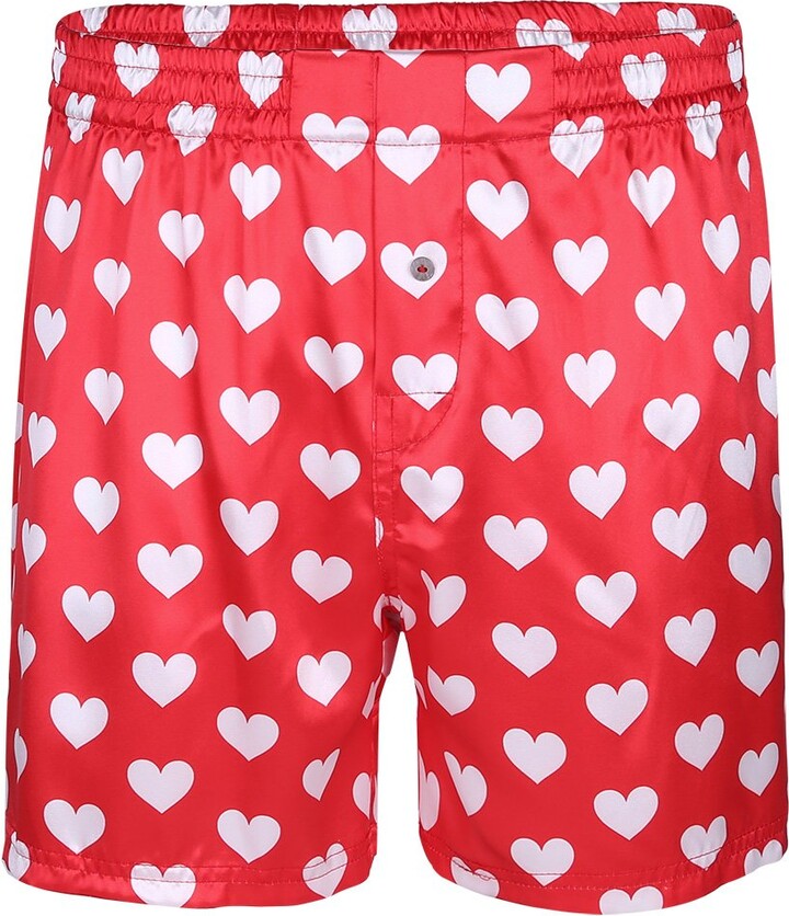 inhzoy Men's Love Heart Print Classic Boxer Shorts Loose Summer Pants  Lounge Underwear Red M - ShopStyle
