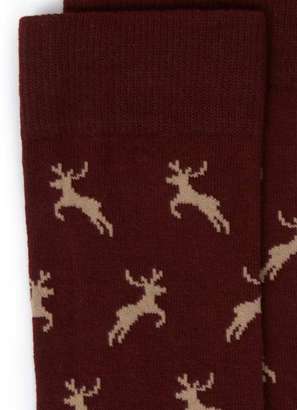Topman Burgundy Rudolph Holiday Socks