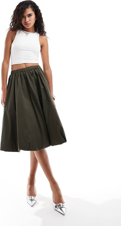 HOT Patou Skirt Khaki Green Pleated Midi Skirt Khaki Pleated Midi - Main Image