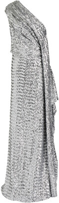 Roland Mouret Taishan one-shoulder drayed sequined mesh gown - Metallic - UK 14
