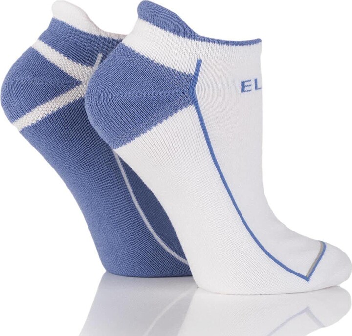 Elle Ladies 2 Pair Sports Trainer Socks Peace Blue 4-8 - ShopStyle