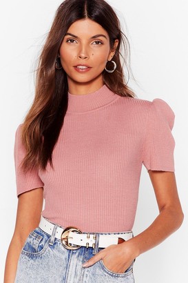 Nasty Gal Womens Ribbed Knit Fitted High Neck Top - Rose