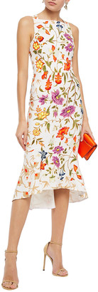 Peter Pilotto Fluted Floral-print Stretch-crepe Midi Dress