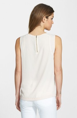 Gibson Sleeveless Embroidered Mesh Front Top
