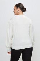 Thumbnail for your product : Karen Millen Curve Puff Sleeve V Neck Knitted Jumper
