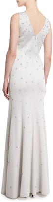 St. John Shimmery Knit Sleeveless Gown, Silver