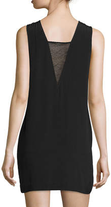 IRO Maelie Sleeveless Lace-Trim Mini Dress, Black
