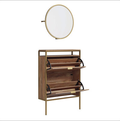Latitude Run Wall-Mounted Shoe Cabinet With Mirror