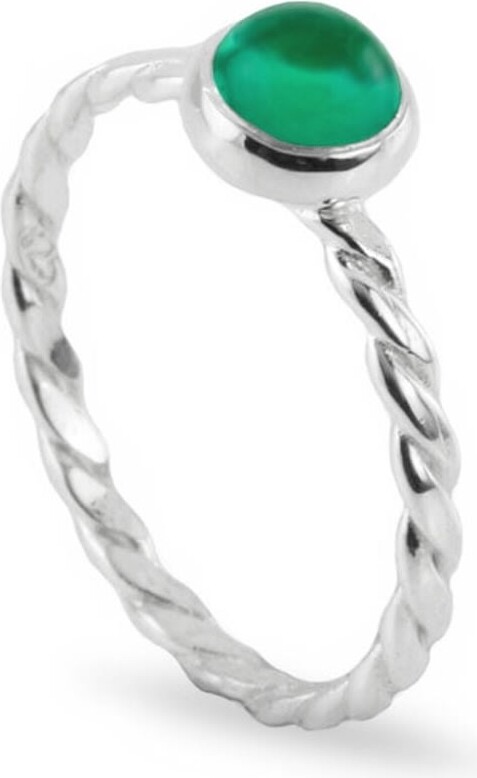 The Jewellery Store London Silver / Green May Birthstone Ring In Sterling Silver- Emerald