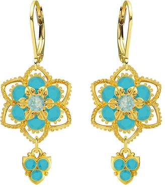 Glamorous Lucia Costin .925 Silver, Mint Blue, Turquoise Crystal Earrings,