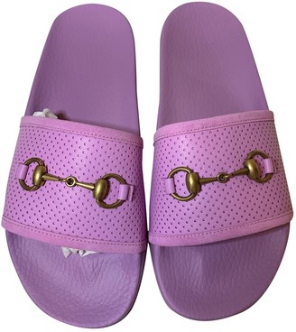 purple gucci slides