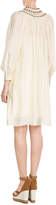 Thumbnail for your product : Alberta Ferretti Silk Tunic Dress with Embellished Crochet Trim