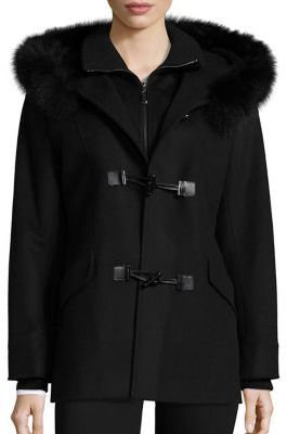George Simonton Fox Fur Trim Duffle Coat