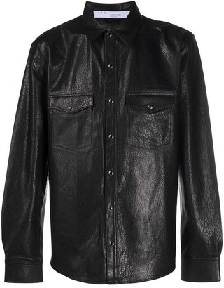 Men Leather Sleeve Shirt | Shop the worldâs largest collection of fashion | ShopStyle