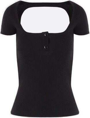 Courreges Logo Embroidered Stretched Knit Top